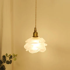 Luz colgante creativo de vidrio en forma de flor de oro