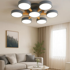 Lámpara de Techo de Madera Multicabezal Nórdica con LED para Salón