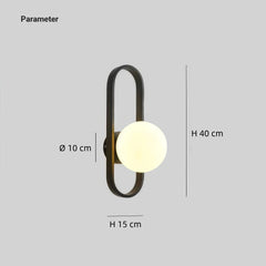 Aplique ovalado moderno LED con pantalla esférica de vidrio para salón