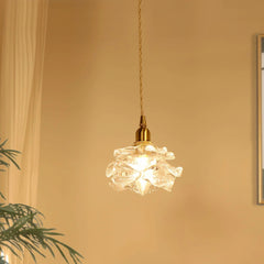 Luz colgante creativo de vidrio en forma de flor de oro