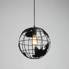 Lámpara Colgante Globo Industrial Negra de Metal para Comedor