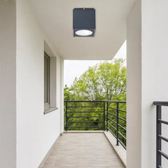 Focos de Superficie Exterior Impermeables de Metal Gris Moderno