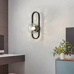 Aplique de pared de vidrio moderno con globo y marco ovalado para salón