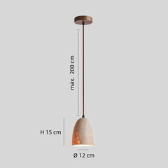 Lámpara colgante de travertino campana con LED para mesita de noche