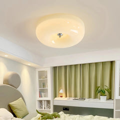 Plafón de techo de vidrio vintage LED regulable redondo para dormitorio