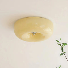 Plafón de techo de vidrio vintage LED regulable redondo para dormitorio
