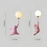 Aplique infantil con diseño de oso y globo led para dormitorio