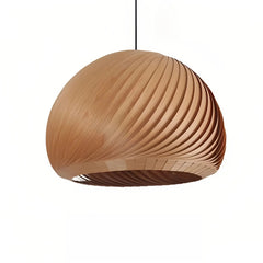 Lámpara colgante moderna de madera LED tipo campana para comedor