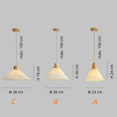 Lámpara colgante de tela blanca plisada LED nórdica para comedor
