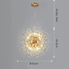 Lámpara colgante Sputnik de lujo en cristal LED regulable para dormitorio