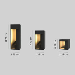 Baliza de jardín exterior negra IP65 rectangular de diseño moderno