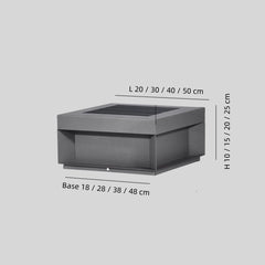 Lámpara solar sobremuro LED IP65 de metal con diseño rectangular para pilar