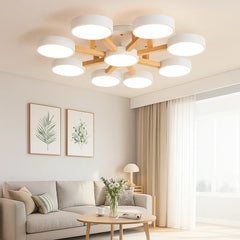 Lámpara de Techo de Madera Multicabezal Nórdica con LED para Salón