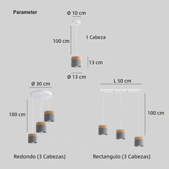 Lámpara colgante nórdica cilíndrica LED color Morandi para comedor