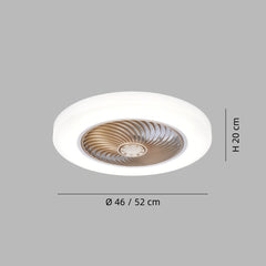 Ventilador de techo silencioso sin aspas con luz LED regulable para dormitorio