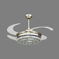 Ventilador de techo cristal LED con aspas retráctiles para salón Ø48 cm