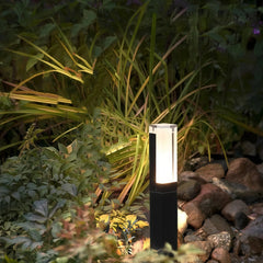 Baliza solar exterior moderna LED IP65 de aluminio negro para jardín
