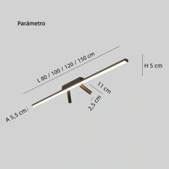 Lámpara de techo lineal LED minimalista negra con foco para salón