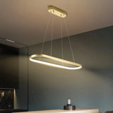 Lámpara colgante ovalada minimalista LED regulable en altura para isla de cocina