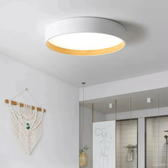 Plafón circular moderno LED de metal con efecto madera para dormitorio