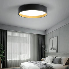 Plafón circular moderno LED de metal con efecto madera para dormitorio