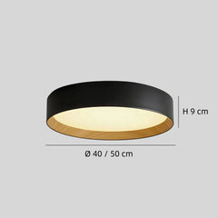 Plafón circular moderno LED de metal con efecto madera para dormitorio