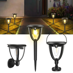 Lámpara solar de exterior farol negra LED IP65 pack de 2