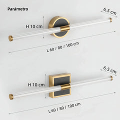 Aplique para espejo de baño LED moderno con diseño tubular IP44