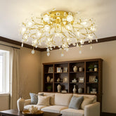 Lámpara de Techo de Cristales con Diseño Floral de Lujo para Salón