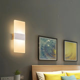 Aplique pared rectangular minimalista LED de acrílico para dormitorio