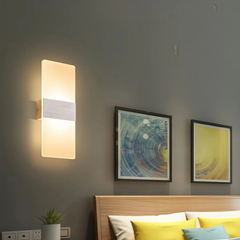 Aplique pared rectangular minimalista LED de acrílico para dormitorio