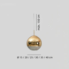 Lámpara colgante globo de vidrio LED moderna efecto espejo para comedor
