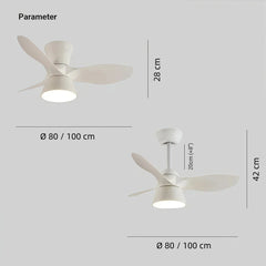 Ventilador de techo con luz moderno LED regulable con mando a distancia para dormitorio