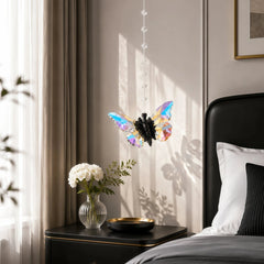 Lámpara colgante mariposa de cristal elegante con LED para mesita de noche