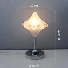 Lámpara de mesa decorativa moderna de vidrio estrella para dormitorio blanca