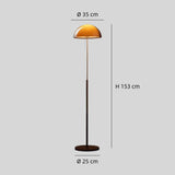Lámpara de pie vintage con cadena y pantalla acrílica abovedada, 153 cm