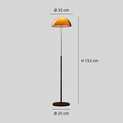 Lámpara de pie vintage con cadena y pantalla acrílica abovedada, 153 cm