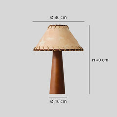 Lámpara de sobremesa vintage de madera con pantalla de pergamino para salón