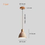 Lámpara colgante de travertino y madera, moderna y regulable en altura para comedor