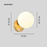 Aplique de pared esfera LED de vidrio con metal dorado para dormitorio