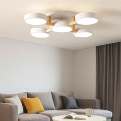 Lámpara de Techo de Madera Multicabezal Nórdica con LED para Salón