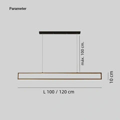 Lámpara colgante rectangular negra minimalista regulable para comedor