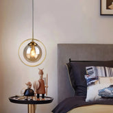 Lámpara colgante de globo de vidrio de diseño moderno con LED para mesita de noche