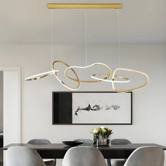 Lámpara Colgante de Diseño LED Moderna Dorada con Aros para Comedor