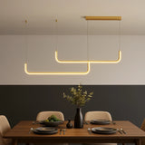 Lámpara colgante minimalista LED de diseño lineal regulable en altura para isla de cocina
