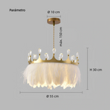 Lampara Colgante de Plumas Blancas LED Infantil Estilo Moderno Diseño Corona