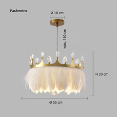 Lampara Colgante de Plumas Blancas LED Infantil Estilo Moderno Diseño Corona
