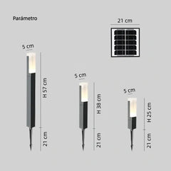 Baliza solar exterior LED de aluminio negra IP65 moderna para jardín