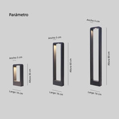 Baliza exterior rectangular negra LED IP65 moderno jardín