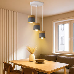 Lámpara colgante nórdica cilíndrica LED color Morandi para comedor